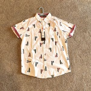 Men’s Converse Pattern Button Up Short Sleeve Shirt